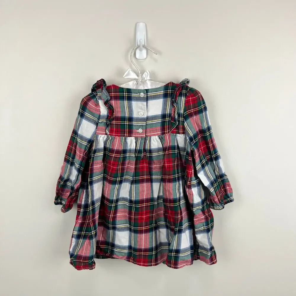 Baby Gap Tartan Plaid Ruffle Holiday Dress 12-18 Months
